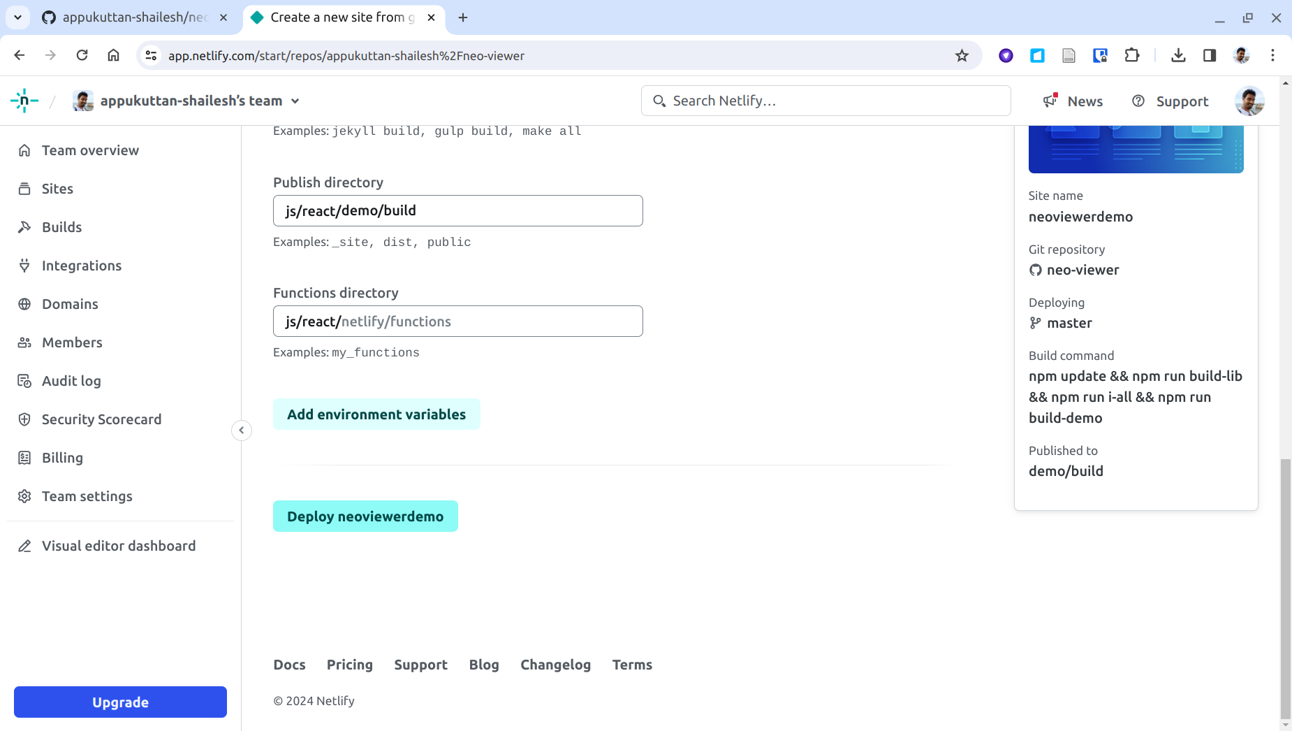 Deploy app