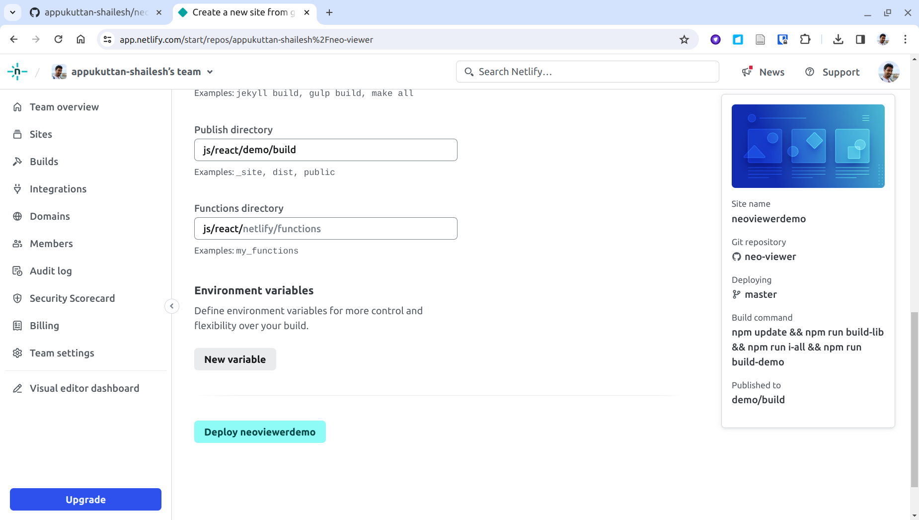 Deploy app