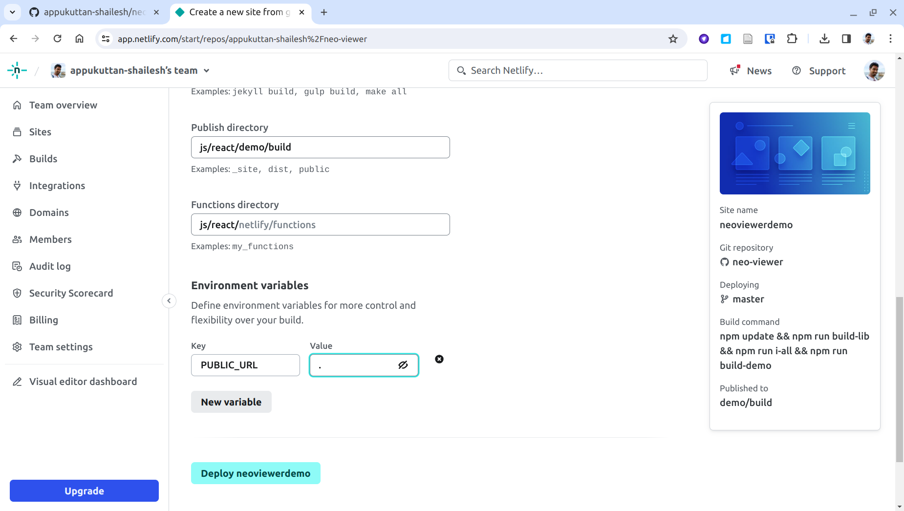 Deploy app